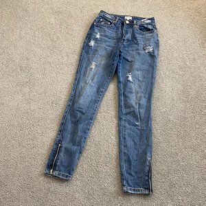 Super Down Skinny Jeans with Zipper Ankle Size 24   - Q750